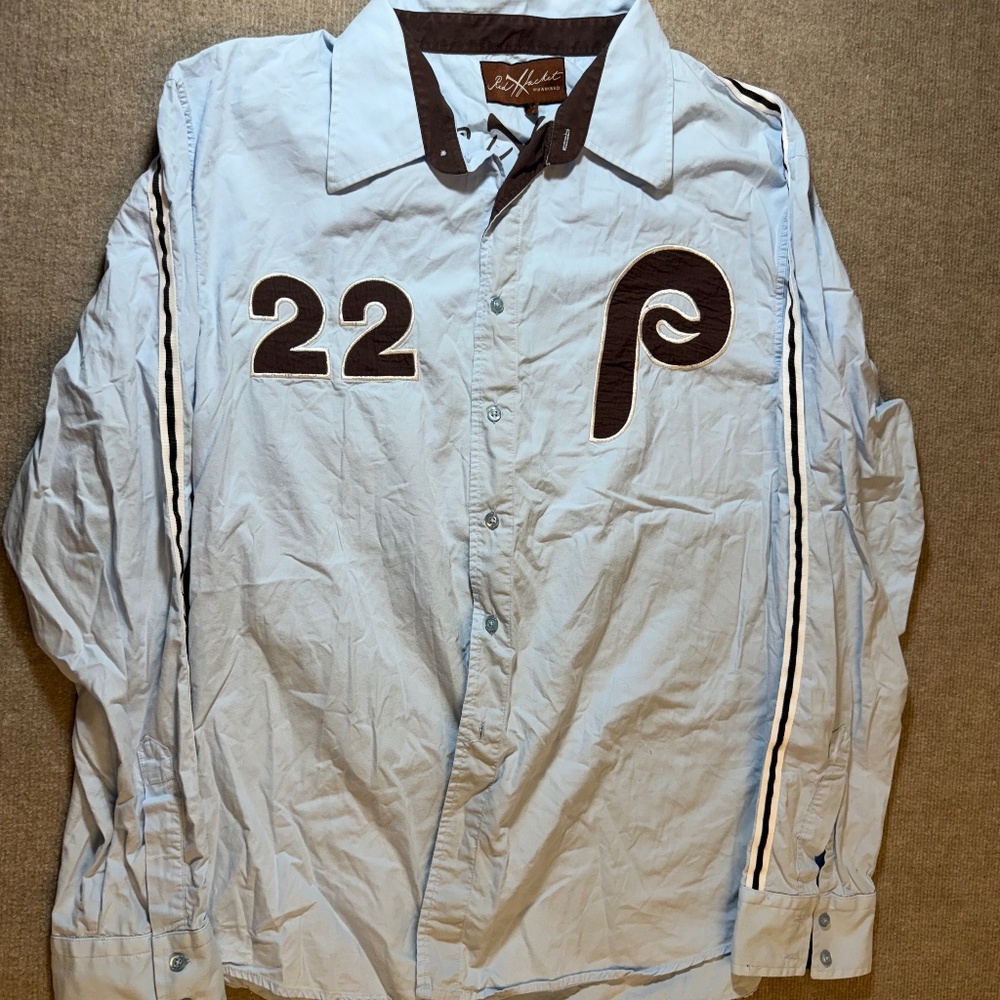 Philadelphia Phillies Blue Shirt Sz XL Men's Red X Jacket Pikwakwad Vintage Rare